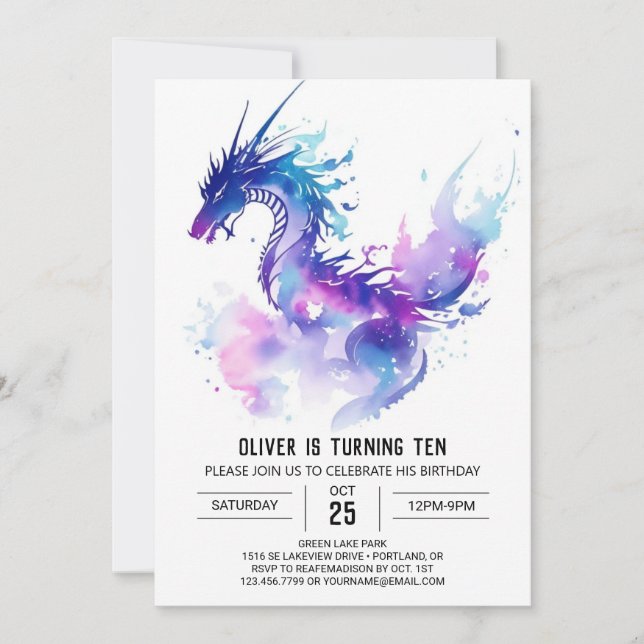 Invitation Imaginaire magique Dragon Anniversaire (Devant)