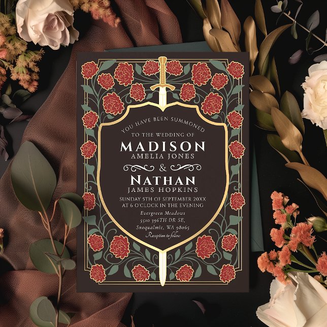 Invitation Imaginaire médiéval de l'épée et du bouclier Maria (Créateur téléchargé)