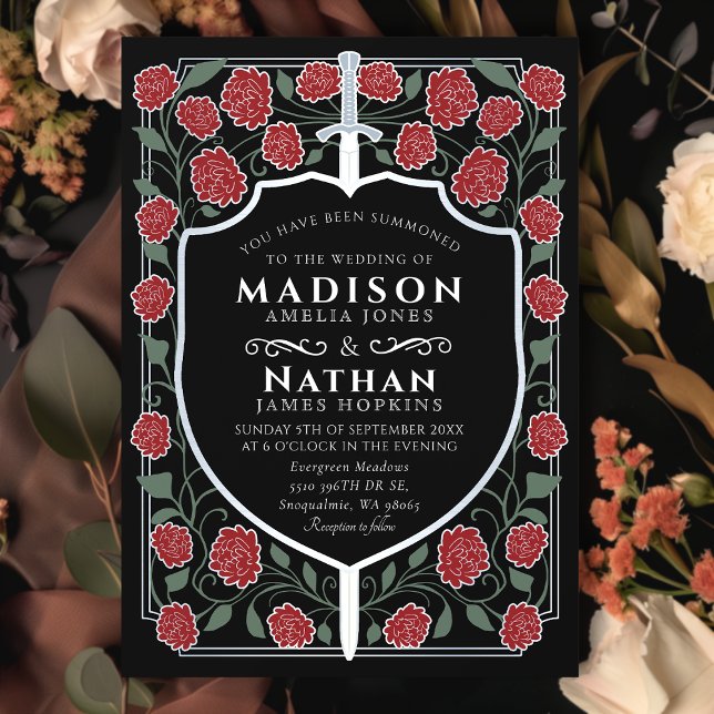 Invitation Imaginaire médiéval de l'épée et du bouclier Maria (Créateur téléchargé)