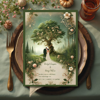 Invitation Imaginaire médiéval mystique gravure Mariage de fo