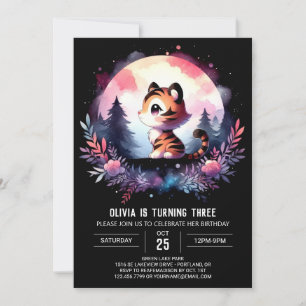 Invitation Imaginaire minimaliste Tigre Anniversaire