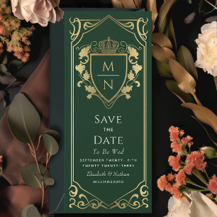 Invitation Imaginaire royal vert Monogramme Enregistrer la da