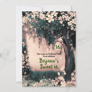 Invitation Imaginaire Woodland Enchanted Pink Forest Sweet 16
