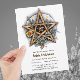 Invitation Imboly Floral Snowy Pentacle Wiccan Holiday
