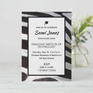 Invitation Impression animalière Zèbre Luxe Noir Blanc Simple