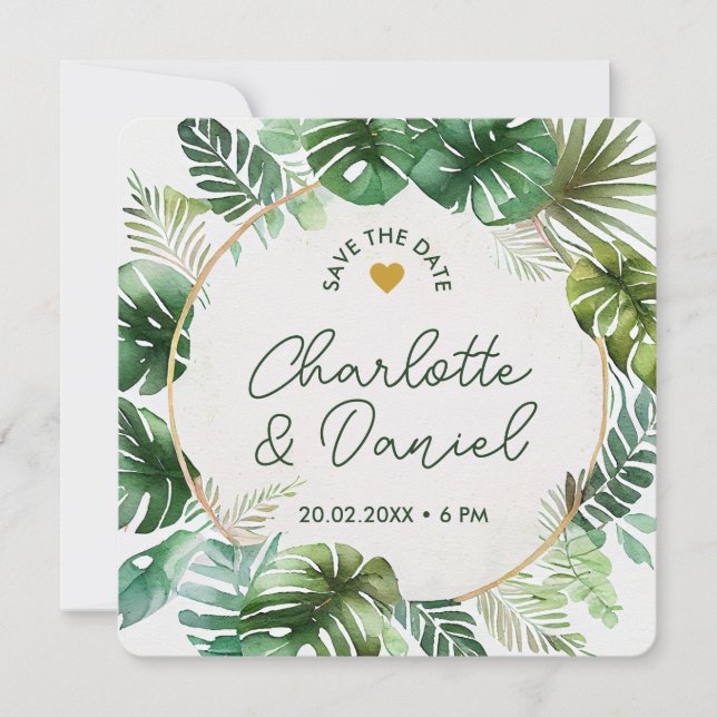 Invitation Impression aquarelle topique | MARIAGE | Enregistr (Devant)