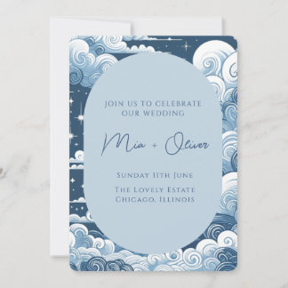 Invitation Impression céleste bleu lunaire