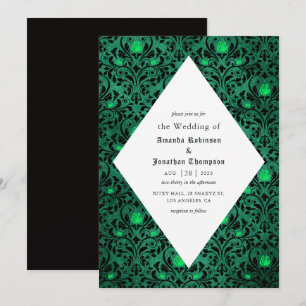 Invitation Impression damassée gothique mariage rustique Hall