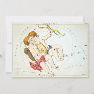 Invitation Impression d'antiquité Gemini Constellation Mirror