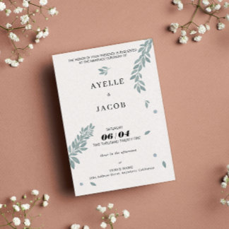 Invitation Impression d'aquarelle minimaliste Foliage personn