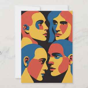 Invitation Impression d'art de grille de visages abstraits, V