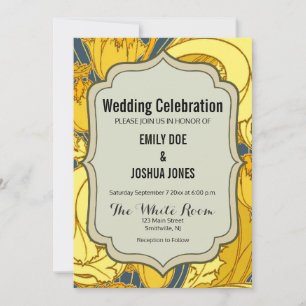 Invitation Impression de motif de tulipe : Art nouveau bleu j