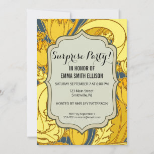 Invitation Impression de motif de tulipe : Art nouveau bleu j