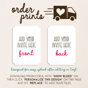 Invitation Impression d'invitation en forme de billet de 5 x 