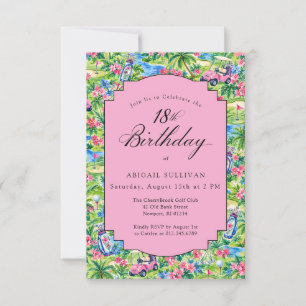 Invitation Impression golf pré-ado rose vert pour 18 ans