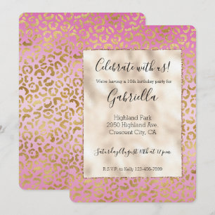 Invitation Impression léopard or rose