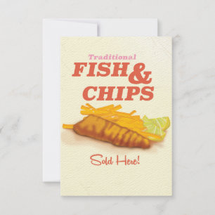 Invitation Impression vintage de fish and Chips traditionnels