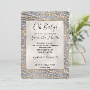 Invitation Impression zèbre paillettes or luxe violet