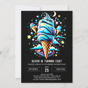 Invitation Imprimable Aquarelle Chic Boy Crème de glace Anniv