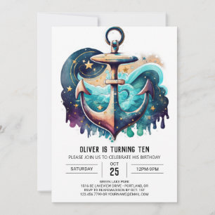 Invitation Imprimable Bleu Bleu Océan Chic Anniversaire