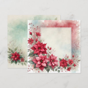 Invitation Imprimable bloc-cadres Poinsettia Watercolor