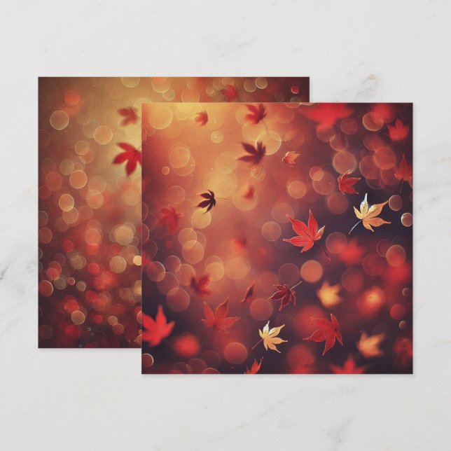 Invitation Imprimable Chute Feuille Bokeh Scrapbook (Devant / Derrière)