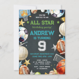 Invitation imprimable d'anniversaire de sports per