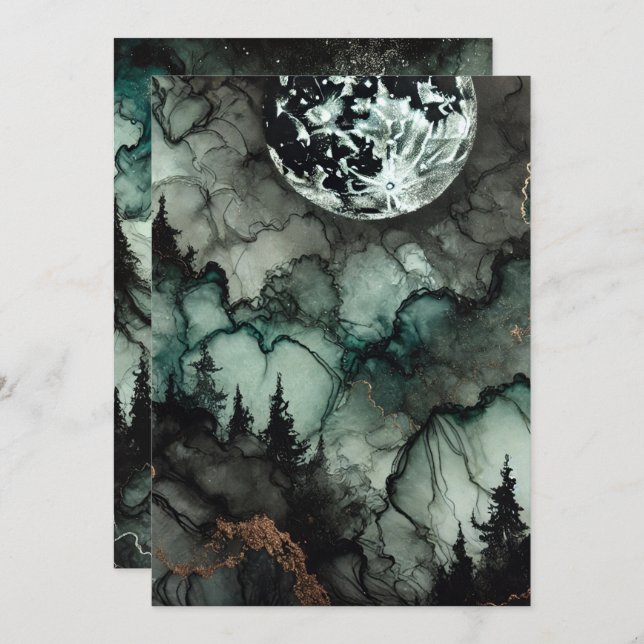 Invitation Imprimable Forêt hantée Halloween Encre d'alcool d (Devant / Derrière)