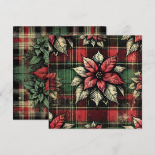 Invitation Imprimable Grungy Poinsettia Plaid Fabric