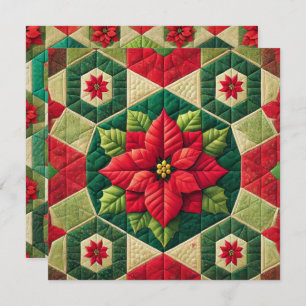 Invitation Imprimable Hexagon Patchwork Poinsettia Scrapbook
