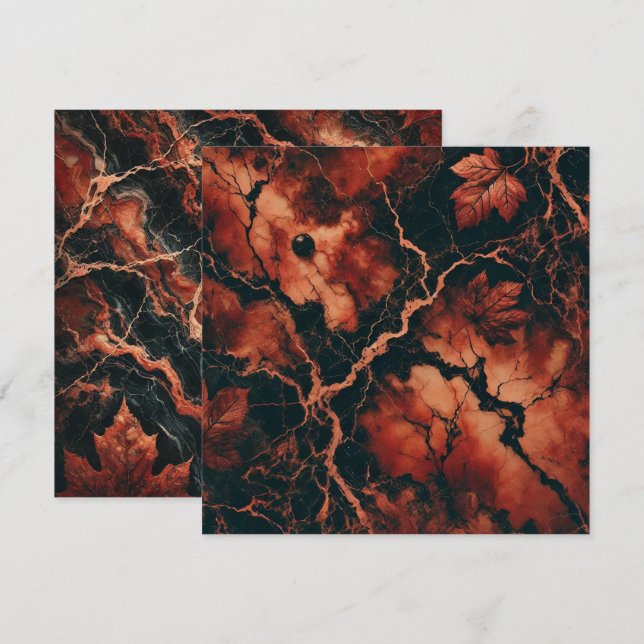 Invitation Imprimable Livre de Feuilles rouillés en marbre (Devant / Derrière)