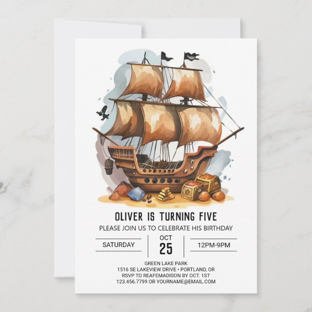 Invitation Imprimable Nautique Fun Pirate Anniversaire (Devant)