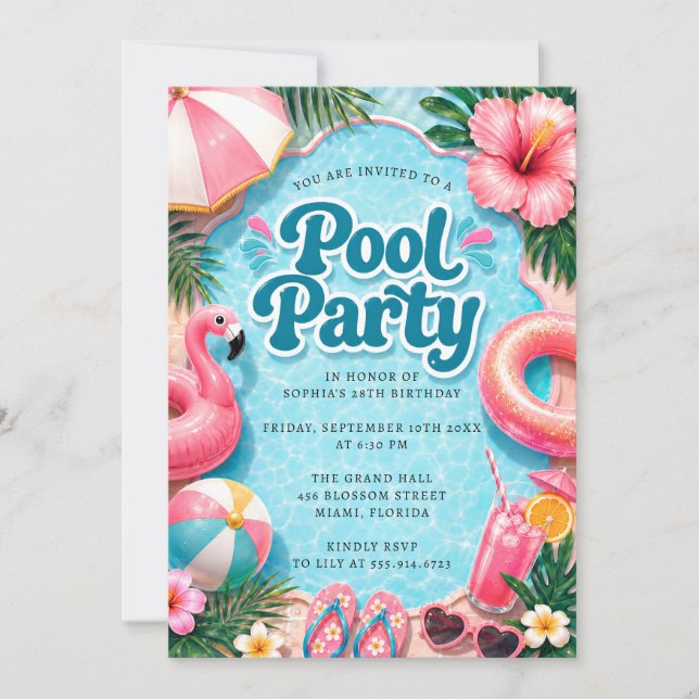 Invitation imprimable pour une fête au bord de la  (Devant)