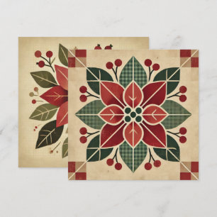 Invitation Imprimable Retro Art populaire Poinsettia Scrapboo