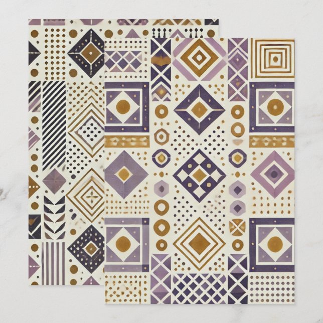 Invitation Imprimable rouge & or Scandinave géométrique (Devant / Derrière)