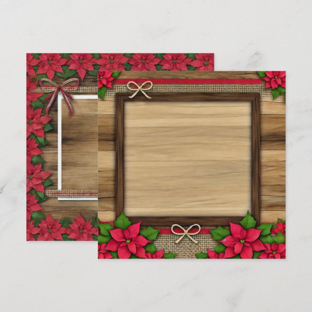Invitation Imprimable Rustique Poinsettia Frame (Devant / Derrière)