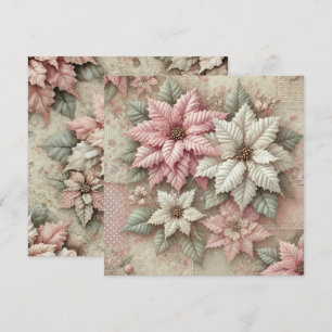 Invitation Imprimable Shabby Chic Fabric Poinsettia Scrapbook