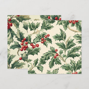 Invitation Imprimable Vintage Christmas Holly papier Motif