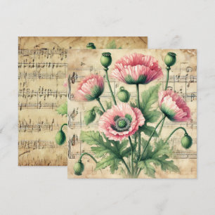 Invitation Imprimable Vintage Pink and Green Poppies Scrapboo