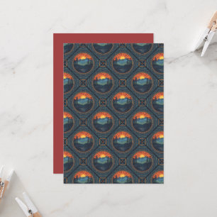 Invitation Imprimable Vintage Sunset Mandala Carrelé