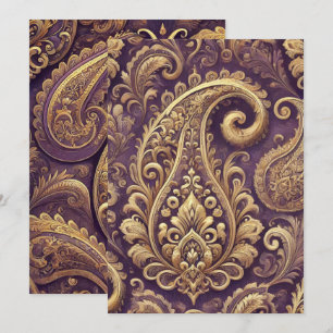 Invitation Imprimable violet & or Victorian Paisley Motif