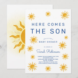 Invitation Imprimable Voici venir le fils Baby Shower