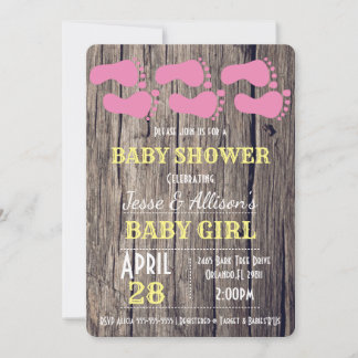 Invitation Imprimantes de pieds rustiques Baby Girl Baby show