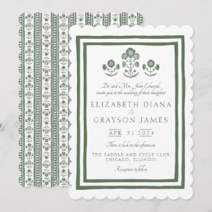 Invitation Imprimé Botanique Vert Herbeux pour Mariage