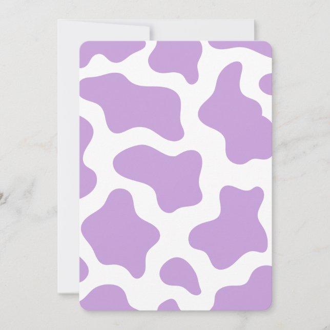 Invitation imprimé de vache violet pastel kawaii (Devant)