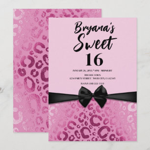 Invitation Imprimé léopard glamour rose foncé et rose clair S