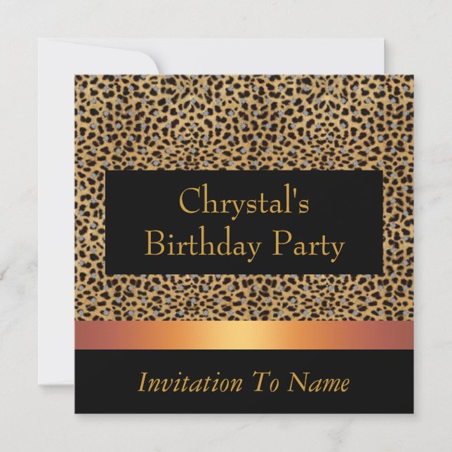 Invitation Imprimé Léopard Invitation Fête d'Anniv (Devant)