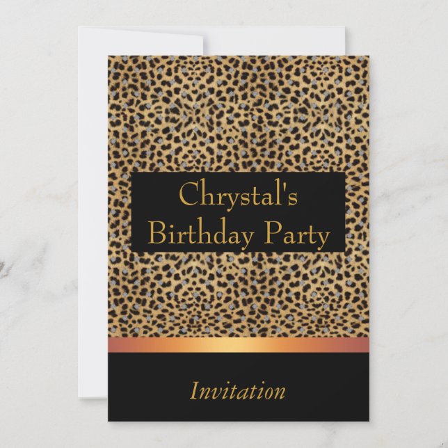 Invitation Imprimé Léopard Invitation Fête d'Anniv (Devant)