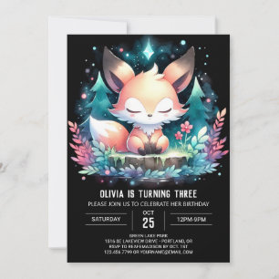 Invitation Imprimé Minimaliste Fox Anniversaire numérique