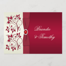 Invitation IMPRIMÉ RIBBON Rouge, ivoire Floral Mariage Invit
